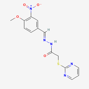 molecular formula C14H13N5O4S B5534640 N'-[(E)-(4-methoxy-3-nitrophenyl)methylidene]-2-(pyrimidin-2-ylsulfanyl)acetohydrazide 
