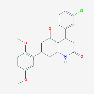 molecular formula C23H22ClNO4 B5534648 4-(3-CHLOROPHENYL)-7-(2,5-DIMETHOXYPHENYL)-1,2,3,4,5,6,7,8-OCTAHYDROQUINOLINE-2,5-DIONE 