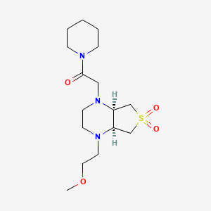 molecular formula C16H29N3O4S B5534689 2-[(4aR,7aS)-1-(2-methoxyethyl)-6,6-dioxo-2,3,4a,5,7,7a-hexahydrothieno[3,4-b]pyrazin-4-yl]-1-piperidin-1-ylethanone 