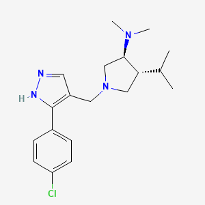 molecular formula C19H27ClN4 B5534690 (3S,4R)-1-[[5-(4-chlorophenyl)-1H-pyrazol-4-yl]methyl]-N,N-dimethyl-4-propan-2-ylpyrrolidin-3-amine 