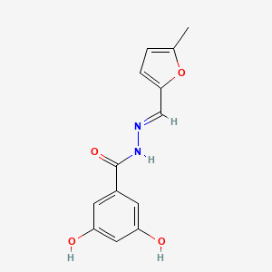 molecular formula C13H12N2O4 B5534694 3,5-dihydroxy-N'-[(E)-(5-methylfuran-2-yl)methylidene]benzohydrazide 