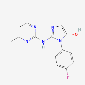 molecular formula C15H14FN5O B5534721 2-[(4,6-dimethylpyrimidin-2-yl)amino]-1-(4-fluorophenyl)-1H-imidazol-5-ol 