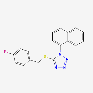 molecular formula C18H13FN4S B5534738 5-{[(4-FLUOROPHENYL)METHYL]SULFANYL}-1-(NAPHTHALEN-1-YL)-1H-1,2,3,4-TETRAZOLE 