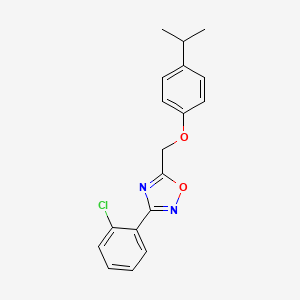 molecular formula C18H17ClN2O2 B5534850 3-(2-Chlorophenyl)-5-{[4-(propan-2-yl)phenoxy]methyl}-1,2,4-oxadiazole 