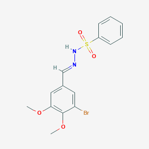 molecular formula C15H15BrN2O4S B5534936 N-[(E)-(3-bromo-4,5-dimethoxyphenyl)methylideneamino]benzenesulfonamide 