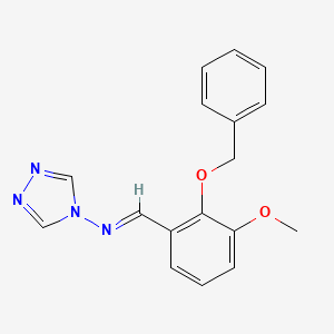 molecular formula C17H16N4O2 B5535073 (E)-1-(3-methoxy-2-phenylmethoxyphenyl)-N-(1,2,4-triazol-4-yl)methanimine 