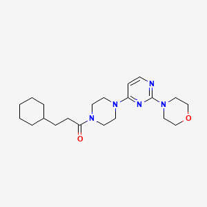 molecular formula C21H33N5O2 B5535117 4-{4-[4-(3-cyclohexylpropanoyl)-1-piperazinyl]-2-pyrimidinyl}morpholine 