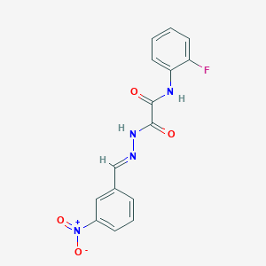 molecular formula C15H11FN4O4 B5535144 N-(2-fluorophenyl)-N'-[(E)-(3-nitrophenyl)methylideneamino]oxamide 