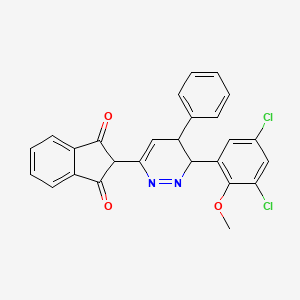 molecular formula C26H18Cl2N2O3 B5535178 2-[3-(3,5-Dichloro-2-methoxyphenyl)-4-phenyl-3,4-dihydropyridazin-6-yl]indene-1,3-dione 