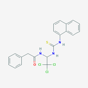 molecular formula C21H18Cl3N3OS B5535303 2-phenyl-N-[2,2,2-trichloro-1-(naphthalen-1-ylcarbamothioylamino)ethyl]acetamide 