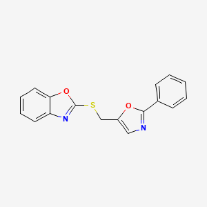molecular formula C17H12N2O2S B5535322 1,3-BENZOXAZOL-2-YL [(2-PHENYL-1,3-OXAZOL-5-YL)METHYL] SULFIDE 
