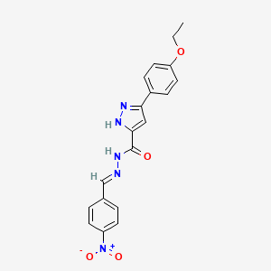 molecular formula C19H17N5O4 B5535490 3-(4-ethoxyphenyl)-N'-[(E)-(4-nitrophenyl)methylidene]-1H-pyrazole-5-carbohydrazide 