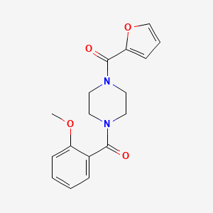 molecular formula C17H18N2O4 B5535518 [4-(Furan-2-carbonyl)piperazin-1-yl]-(2-methoxyphenyl)methanone 