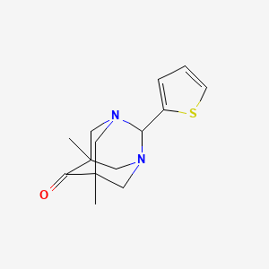 molecular formula C14H18N2OS B5535582 5,7-dimethyl-2-(2-thienyl)-1,3-diazatricyclo[3.3.1.1~3,7~]decan-6-one 