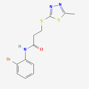 molecular formula C12H12BrN3OS2 B5535609 N~1~-(2-BROMOPHENYL)-3-[(5-METHYL-1,3,4-THIADIAZOL-2-YL)SULFANYL]PROPANAMIDE 