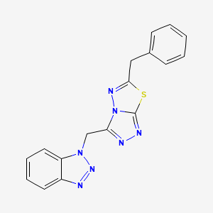 molecular formula C17H13N7S B5535630 1-({6-BENZYL-[1,2,4]TRIAZOLO[3,4-B][1,3,4]THIADIAZOL-3-YL}METHYL)-1H-1,2,3-BENZOTRIAZOLE 