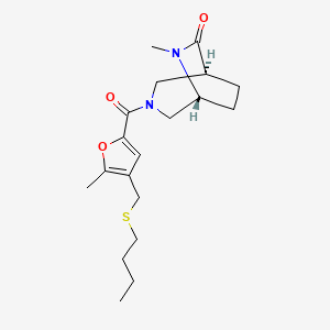 molecular formula C19H28N2O3S B5535691 (1S,5R)-3-[4-(butylsulfanylmethyl)-5-methylfuran-2-carbonyl]-6-methyl-3,6-diazabicyclo[3.2.2]nonan-7-one 