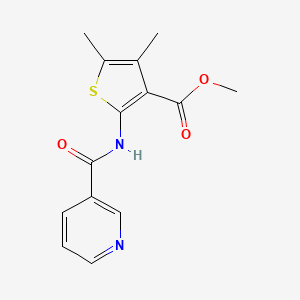 molecular formula C14H14N2O3S B5535716 Methyl 4,5-dimethyl-2-(3-pyridylcarbonylamino)thiophene-3-carboxylate 