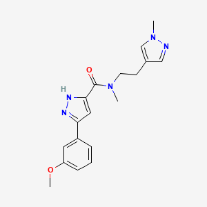 molecular formula C18H21N5O2 B5535825 3-(3-methoxyphenyl)-N-methyl-N-[2-(1-methylpyrazol-4-yl)ethyl]-1H-pyrazole-5-carboxamide 