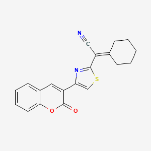 molecular formula C20H16N2O2S B5535841 2-CYCLOHEXYLIDENE-2-[4-(2-OXO-2H-CHROMEN-3-YL)-1,3-THIAZOL-2-YL]ACETONITRILE 