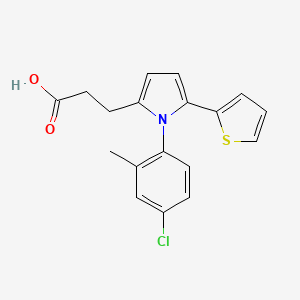 molecular formula C18H16ClNO2S B5535880 3-[1-(4-chloro-2-methylphenyl)-5-(thiophen-2-yl)-1H-pyrrol-2-yl]propanoic acid 