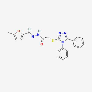 molecular formula C22H19N5O2S B5535932 2-[(4,5-diphenyl-4H-1,2,4-triazol-3-yl)sulfanyl]-N'-[(E)-(5-methylfuran-2-yl)methylidene]acetohydrazide 