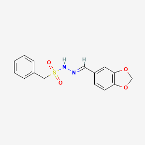 molecular formula C15H14N2O4S B5535981 N-[(E)-1,3-benzodioxol-5-ylmethylideneamino]-1-phenylmethanesulfonamide 