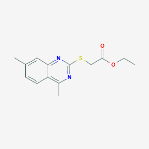 molecular formula C14H16N2O2S B5536080 ETHYL 2-[(4,7-DIMETHYLQUINAZOLIN-2-YL)SULFANYL]ACETATE 