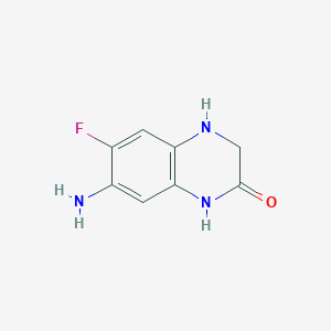 molecular formula C8H8FN3O B055361 7-Amino-6-fluoro-3,4-dihydroquinoxalin-2(1H)-one CAS No. 112748-07-9