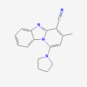 molecular formula C17H16N4 B5536178 3-METHYL-1-(1-PYRROLIDINYL)PYRIDO[1,2-A][1,3]BENZIMIDAZOL-4-YL CYANIDE 
