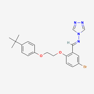 molecular formula C21H23BrN4O2 B5536217 N-[(E)-{5-bromo-2-[2-(4-tert-butylphenoxy)ethoxy]phenyl}methylidene]-4H-1,2,4-triazol-4-amine 