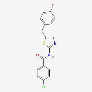 molecular formula C17H12ClFN2OS B5536228 4-chloro-N-[5-[(4-fluorophenyl)methyl]-1,3-thiazol-2-yl]benzamide 