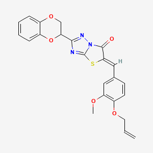 molecular formula C23H19N3O5S B5536260 (5Z)-2-(2,3-DIHYDRO-1,4-BENZODIOXIN-2-YL)-5-{[3-METHOXY-4-(PROP-2-EN-1-YLOXY)PHENYL]METHYLIDENE}-5H,6H-[1,2,4]TRIAZOLO[3,2-B][1,3]THIAZOL-6-ONE 