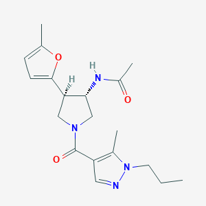 molecular formula C19H26N4O3 B5536304 N-[(3S,4R)-4-(5-methylfuran-2-yl)-1-(5-methyl-1-propylpyrazole-4-carbonyl)pyrrolidin-3-yl]acetamide 