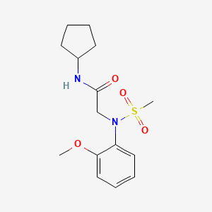 molecular formula C15H22N2O4S B5536323 N-CYCLOPENTYL-2-[N-(2-METHOXYPHENYL)METHANESULFONAMIDO]ACETAMIDE 