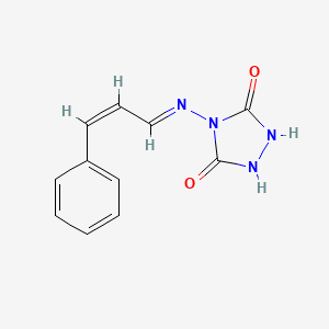 molecular formula C11H10N4O2 B5536324 4-[(E)-[(Z)-3-phenylprop-2-enylidene]amino]-1,2,4-triazolidine-3,5-dione 