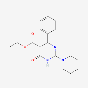 molecular formula C18H23N3O3 B5536364 Ethyl 4-oxo-6-phenyl-2-(piperidin-1-yl)-1,4,5,6-tetrahydropyrimidine-5-carboxylate 