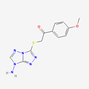 molecular formula C12H12N6O2S B5536386 2-[(7-amino-[1,2,4]triazolo[4,3-b][1,2,4]triazol-3-yl)sulfanyl]-1-(4-methoxyphenyl)ethanone 
