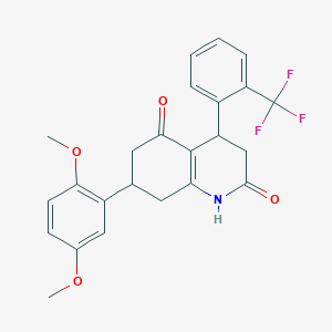 molecular formula C24H22F3NO4 B5536582 7-(2,5-DIMETHOXYPHENYL)-4-[2-(TRIFLUOROMETHYL)PHENYL]-1,2,3,4,5,6,7,8-OCTAHYDROQUINOLINE-2,5-DIONE 