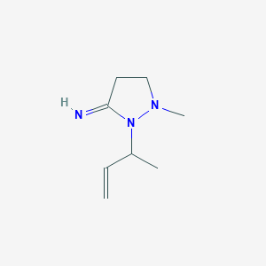 molecular formula C8H15N3 B055367 2-But-3-en-2-yl-1-methylpyrazolidin-3-imine CAS No. 117767-34-7
