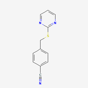 molecular formula C12H9N3S B5536776 4-(Pyrimidin-2-ylsulfanylmethyl)-benzonitrile 