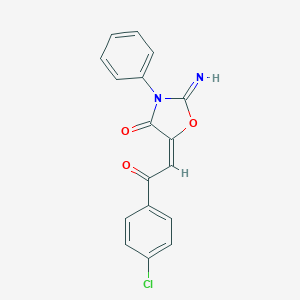molecular formula C17H11ClN2O3 B055368 5-(2-(4-Chlorophenyl)-2-oxoethylidene)-2-imino-3-phenyl-4-oxazolidinone CAS No. 122975-86-4