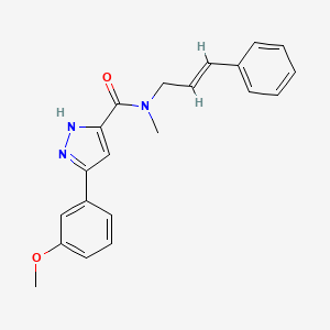 molecular formula C21H21N3O2 B5536852 3-(3-methoxyphenyl)-N-methyl-N-[(E)-3-phenylprop-2-enyl]-1H-pyrazole-5-carboxamide 