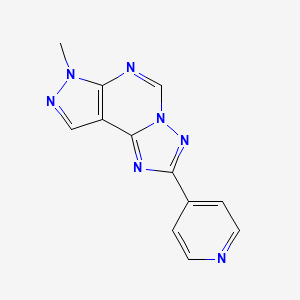 molecular formula C12H9N7 B5536888 7-methyl-2-(4-pyridyl)-7H-pyrazolo[4,3-e][1,2,4]triazolo[1,5-c]pyrimidine 