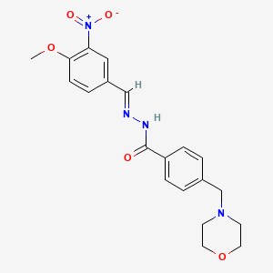molecular formula C20H22N4O5 B5536983 N'-[(E)-(4-METHOXY-3-NITROPHENYL)METHYLIDENE]-4-[(MORPHOLIN-4-YL)METHYL]BENZOHYDRAZIDE 