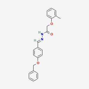 molecular formula C23H22N2O3 B5537021 N'-{(E)-[4-(benzyloxy)phenyl]methylidene}-2-(2-methylphenoxy)acetohydrazide CAS No. 303086-48-8