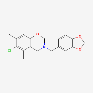 molecular formula C18H18ClNO3 B5537186 3-[(2H-1,3-BENZODIOXOL-5-YL)METHYL]-6-CHLORO-5,7-DIMETHYL-3,4-DIHYDRO-2H-1,3-BENZOXAZINE 