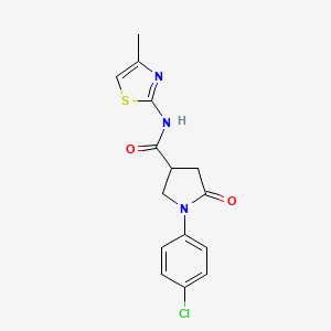molecular formula C15H14ClN3O2S B5537304 1-(4-chlorophenyl)-N-(4-methyl-1,3-thiazol-2-yl)-5-oxopyrrolidine-3-carboxamide 