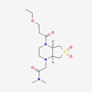 molecular formula C15H27N3O5S B5537417 2-[(4aR,7aS)-4-(3-ethoxypropanoyl)-6,6-dioxo-2,3,4a,5,7,7a-hexahydrothieno[3,4-b]pyrazin-1-yl]-N,N-dimethylacetamide 