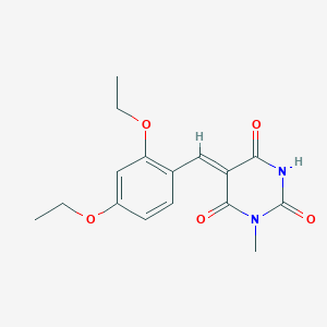 molecular formula C16H18N2O5 B5537436 (5Z)-5-[(2,4-diethoxyphenyl)methylidene]-1-methyl-1,3-diazinane-2,4,6-trione 
